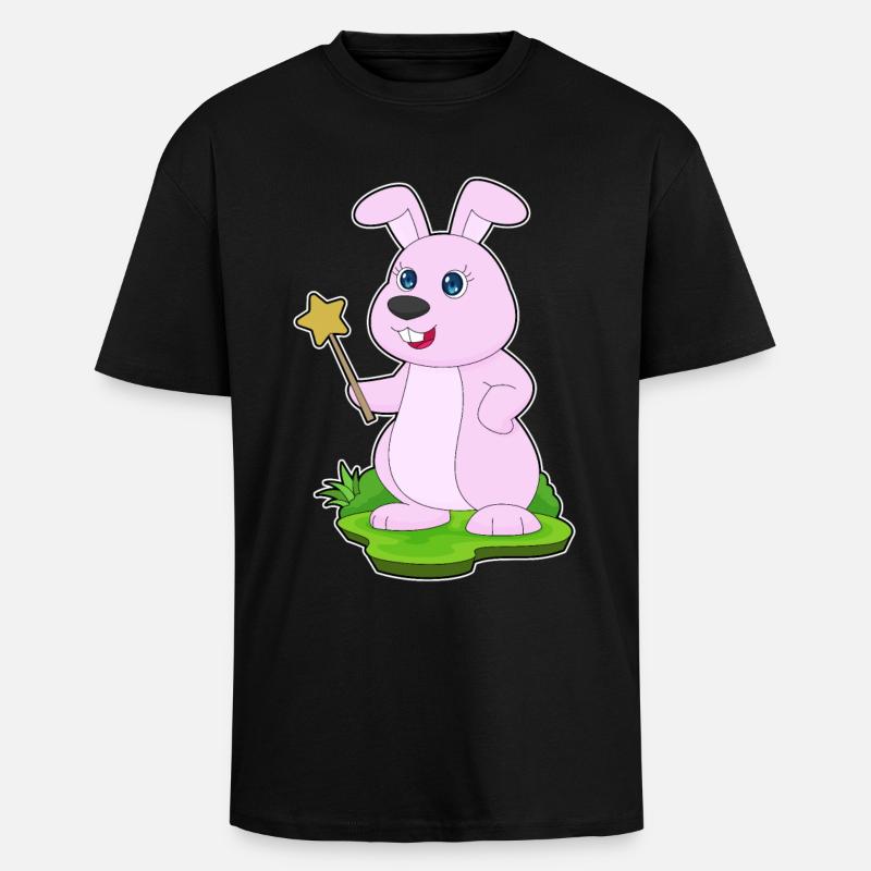 Baguette de sorcier lapin - T-shirt unisexe oversize épais - noir