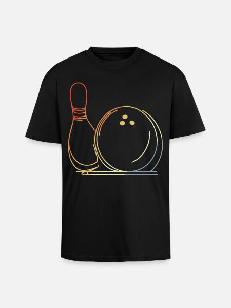 Bowling Ball and Pin Sketch - Unisex Oversized Heavyweight T-shirt - black