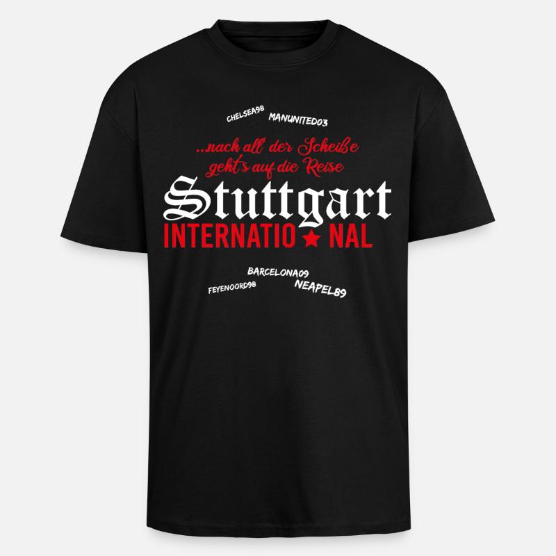 Fußball Stuttgart International - Oversized Heavyweight Unisex T-Shirt - Schwarz