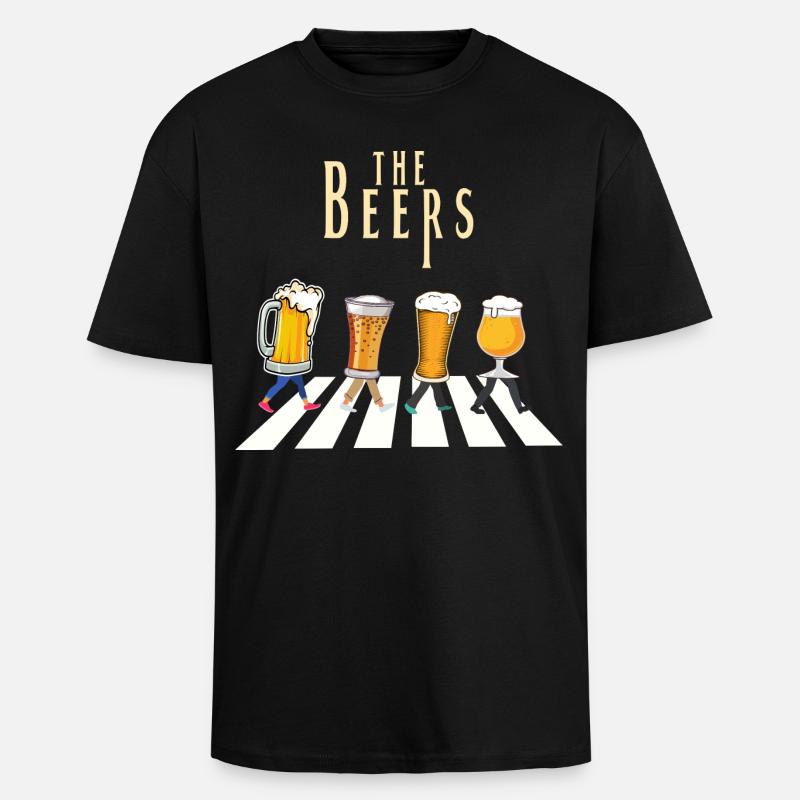 Individuelles Design des Bierbar-Musters - Oversized Heavyweight Unisex T-Shirt - Schwarz