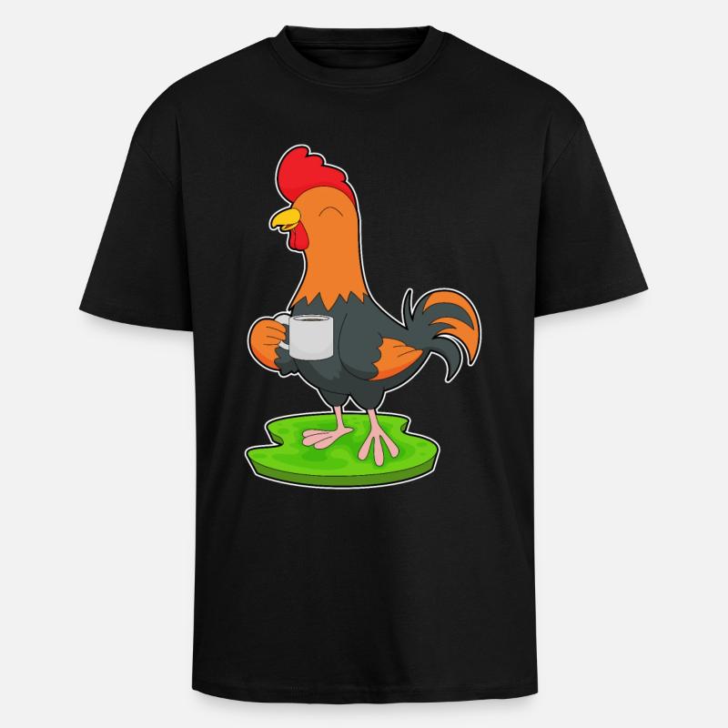 Café Tasse de Coq - T-shirt unisexe oversize épais - noir