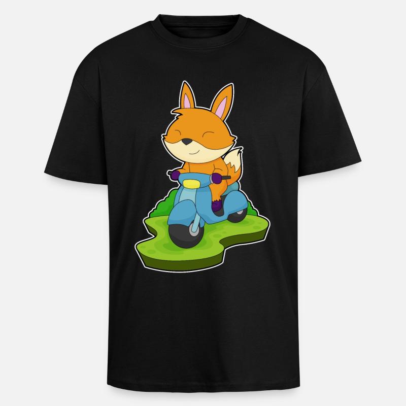 Moto Fox - T-shirt unisexe oversize épais - noir