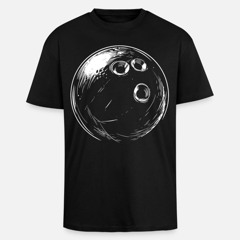 Dessin de boule de bowling - T-shirt unisexe oversize épais - noir