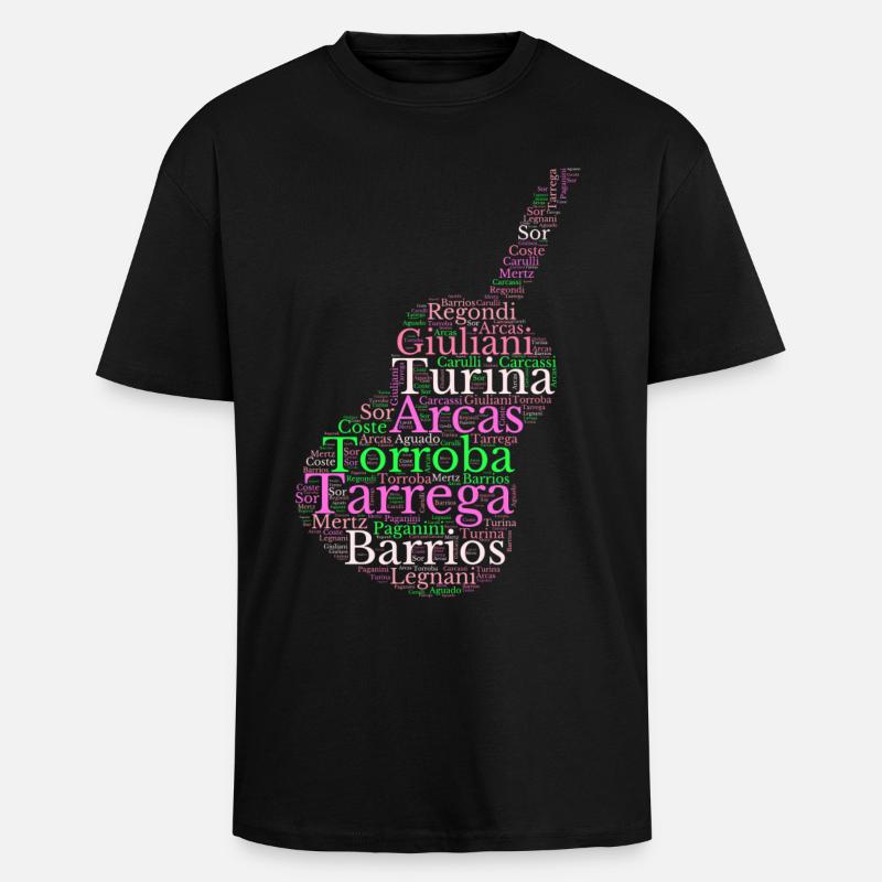 Compositeurs pour Guitare classique espagnole - T-shirt unisexe oversize épais - noir