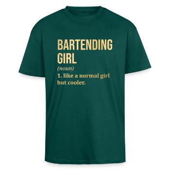 Barman - T-shirt unisexe oversize épais - hunter green - Devant - Alina (178cm) & Michal (187cm)
