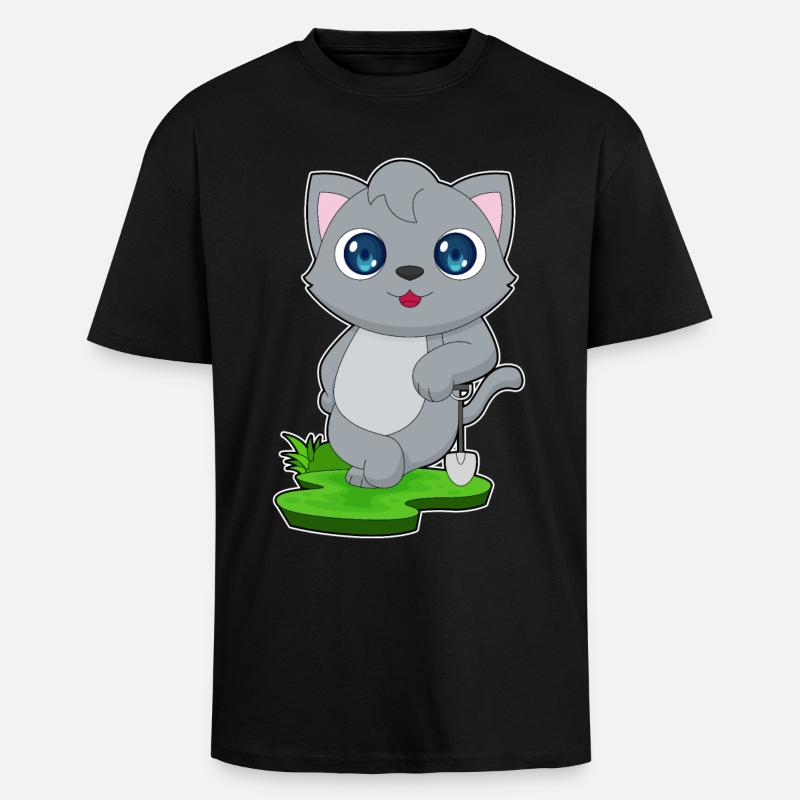 Katze Schaufel - Oversized Heavyweight Unisex T-Shirt - Schwarz