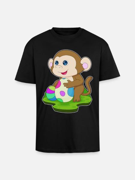Monkey Easter Easter Eggs - Unisex Oversized Heavyweight T-shirt - black