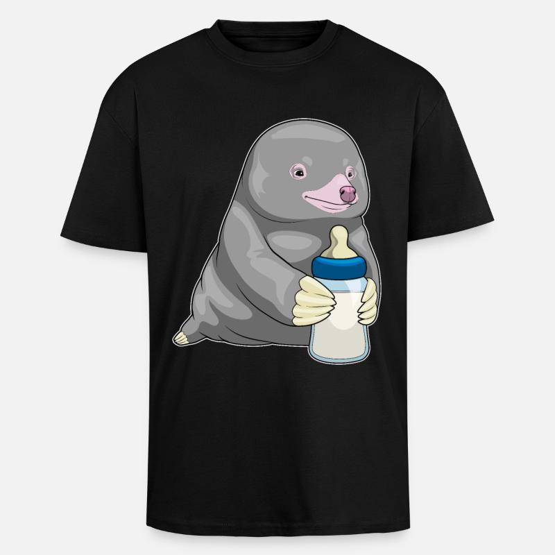 Mole Lait de biberon - T-shirt unisexe oversize épais - noir