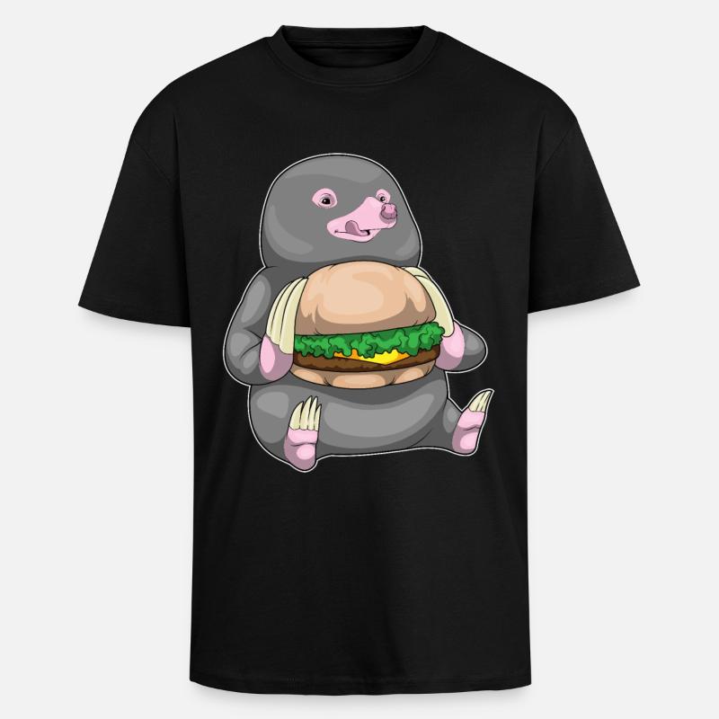 Maulwurf Cheeseburger - Oversized Heavyweight Unisex T-Shirt - Schwarz