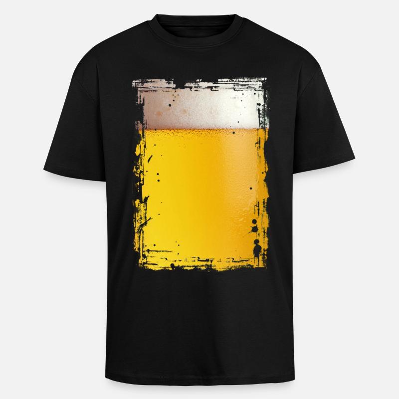 Bier - Oversized Heavyweight Unisex T-Shirt - Schwarz