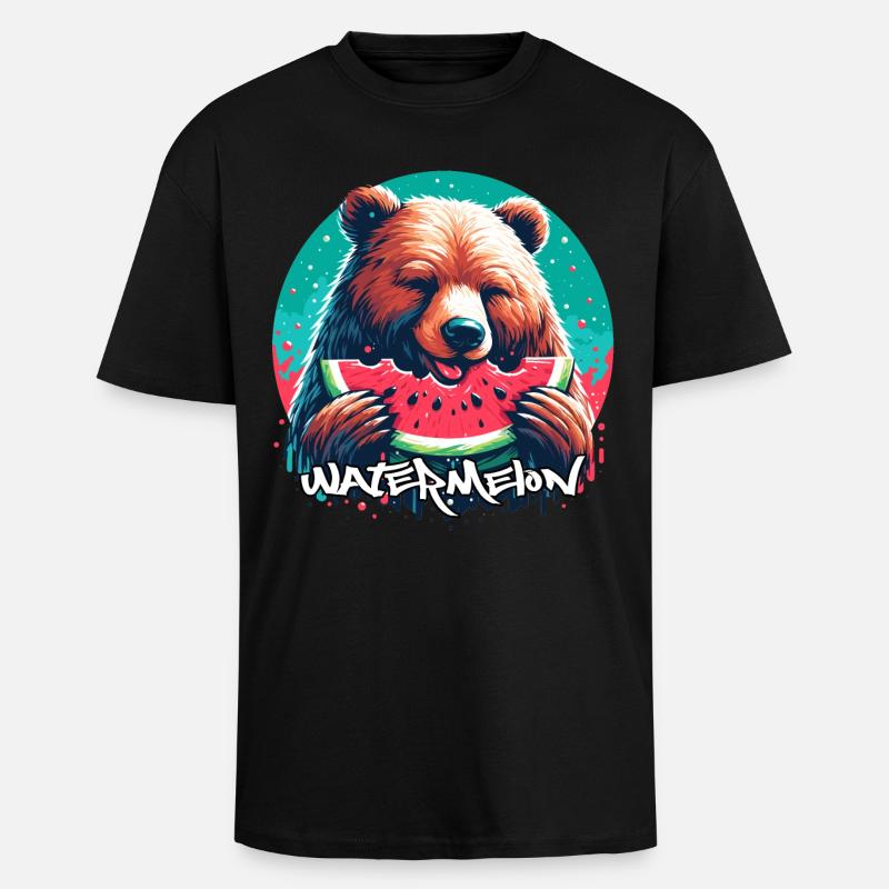 Pastèque ours cadeau délicieux - T-shirt unisexe oversize épais - noir