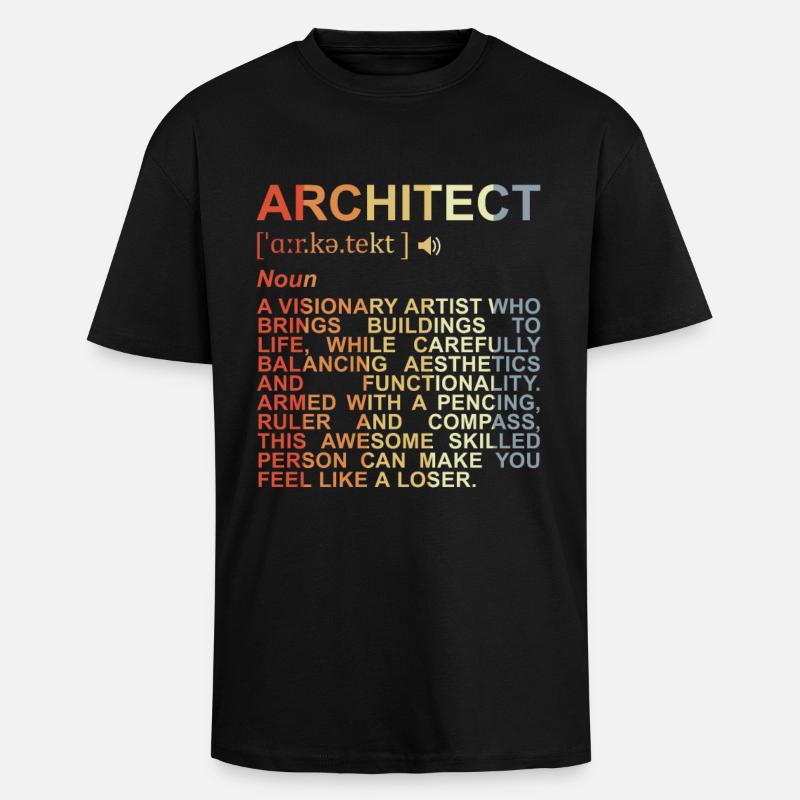 Architecte Explication des termes - T-shirt unisexe oversize épais - noir
