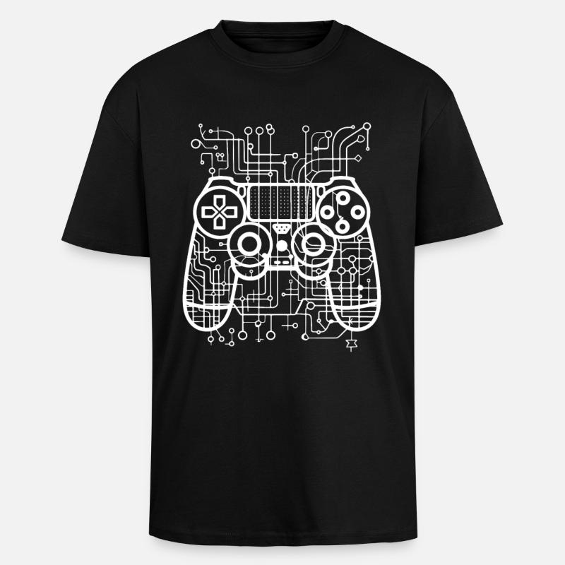 Gaming Controller Drawing - Unisex Oversized Heavyweight T-shirt - black
