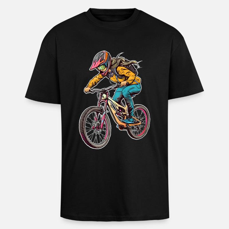 Fahrrad Mädchen - Oversized Heavyweight Unisex T-Shirt - Schwarz