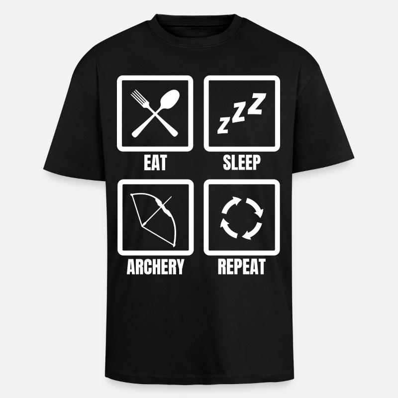 Eat Sleep Archery Repeat - Oversized Heavyweight Unisex T-Shirt - Schwarz