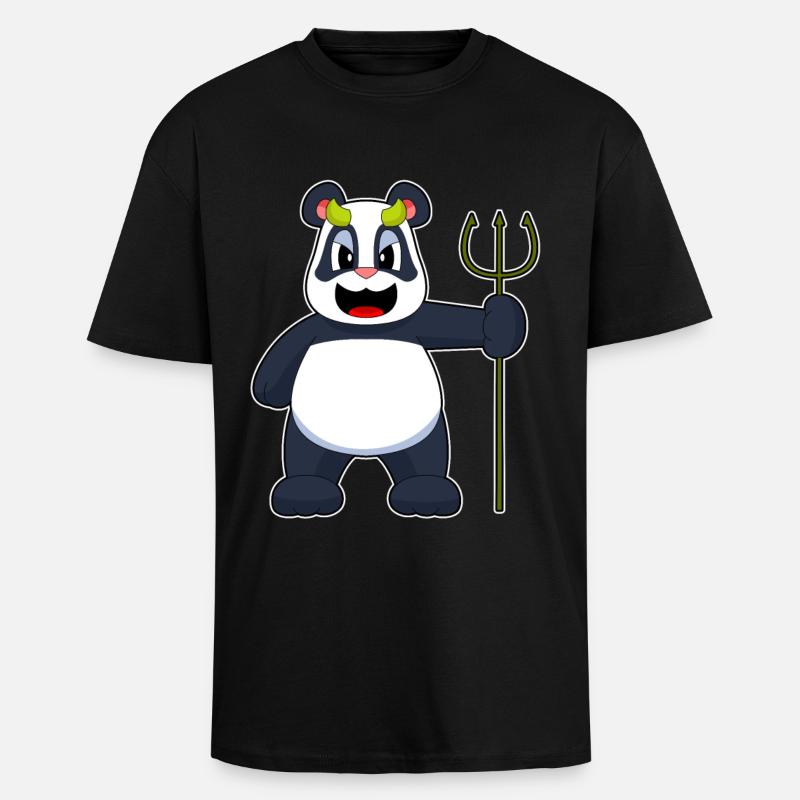 Panda Halloween Devil - Unisex Oversized Heavyweight T-shirt - black