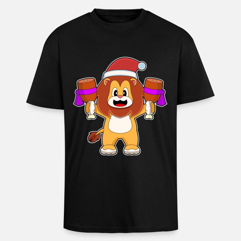 Löwe Weihnachten Fleisch - Oversized Heavyweight Unisex T-Shirt - Schwarz