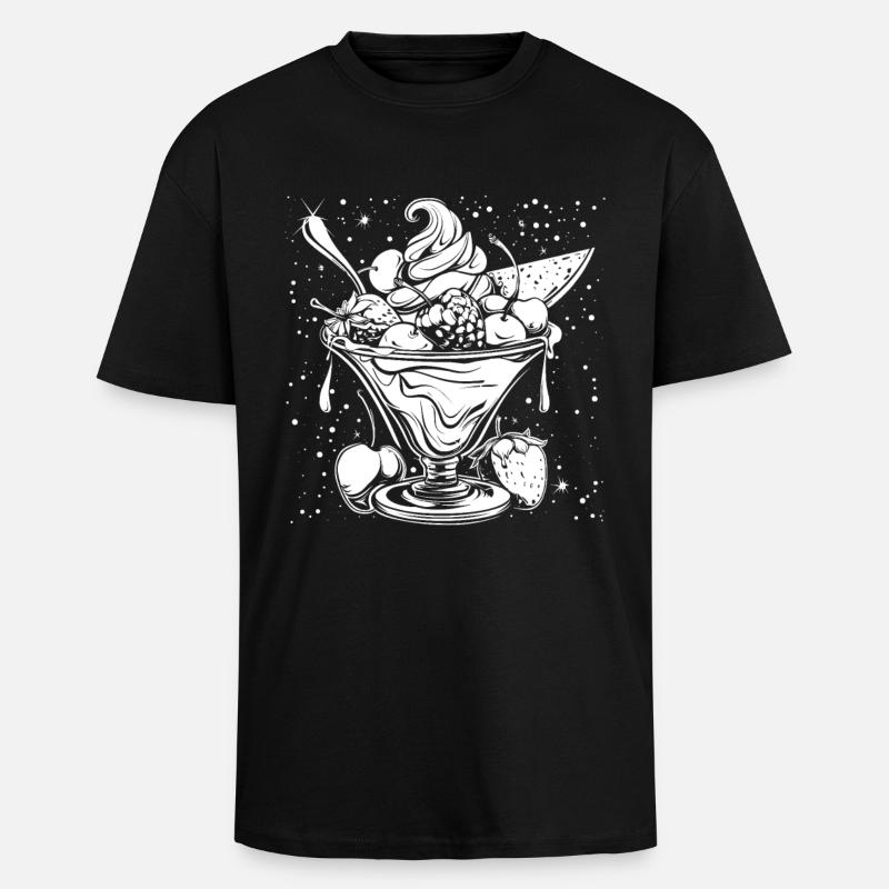 Dessin de coupe glacée - T-shirt unisexe oversize épais - noir