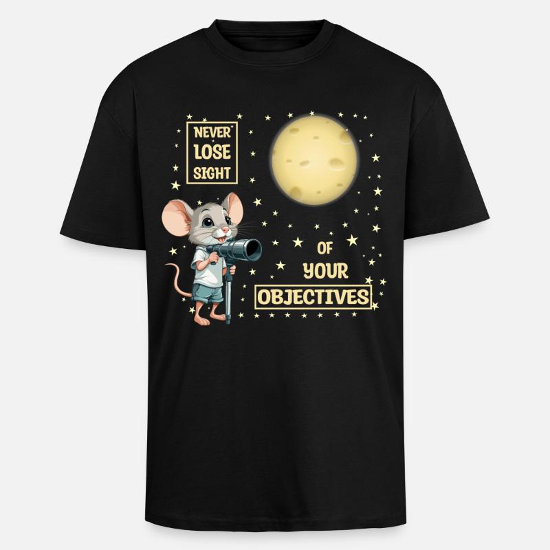 Mouse and Cheese Moon - Unisex Oversized Heavyweight T-shirt - black