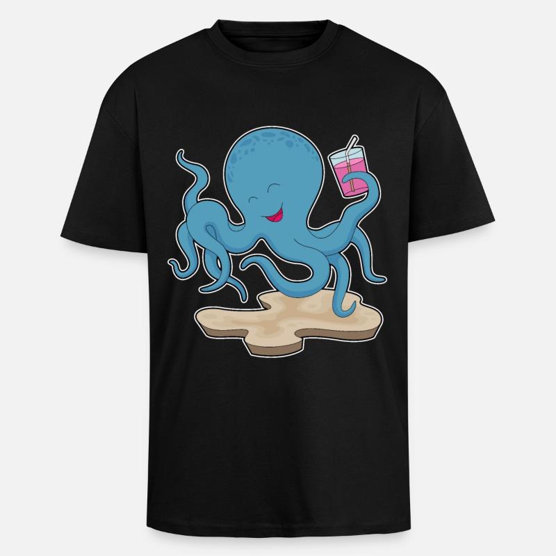 Krake Saft - Oversized Heavyweight Unisex T-Shirt - Schwarz