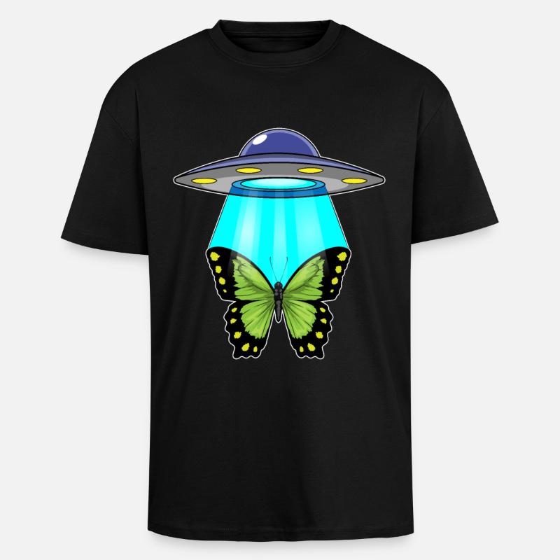 Papillon, Vaisseau Spatial, Espace - T-shirt unisexe oversize épais - noir