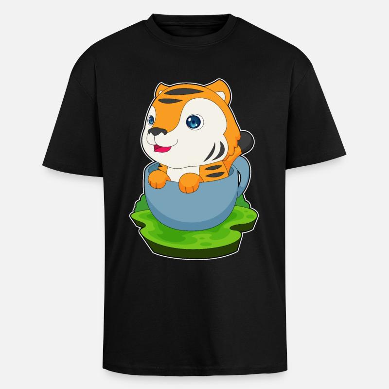 Tiger Mug - Unisex Oversized Heavyweight T-shirt - black