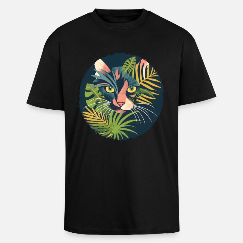 Illustration einer Katze - Oversized Heavyweight Unisex T-Shirt - Schwarz