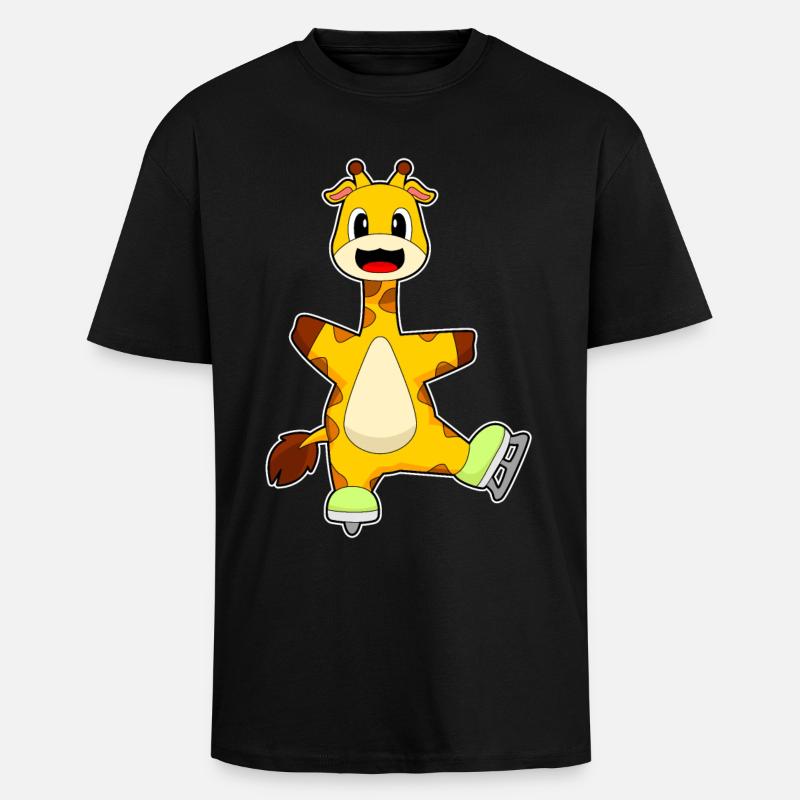 Giraffe Eislaufen Schlittschuhe - Unisex Oversized Heavyweight T-shirt - black