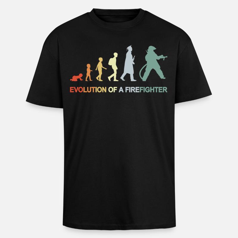 Évolution des pompiers - T-shirt unisexe oversize épais - noir