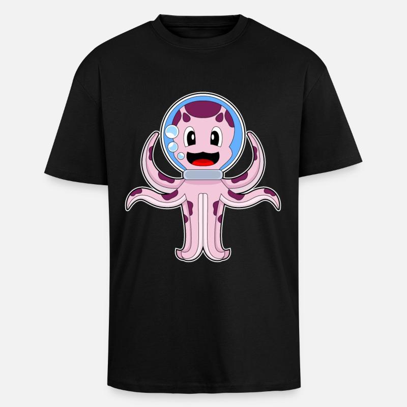 Krake Aquarium - Oversized Heavyweight Unisex T-Shirt - Schwarz
