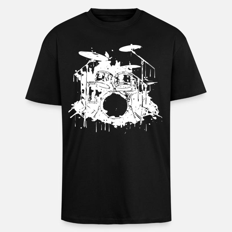 Schlagzeug Grafik - Oversized Heavyweight Unisex T-Shirt - Schwarz