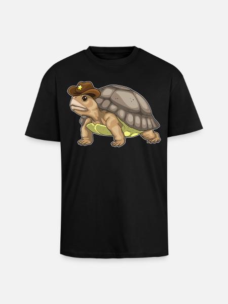 Turtle Sheriff Sheriff's Hat - Unisex Oversized Heavyweight T-shirt - black