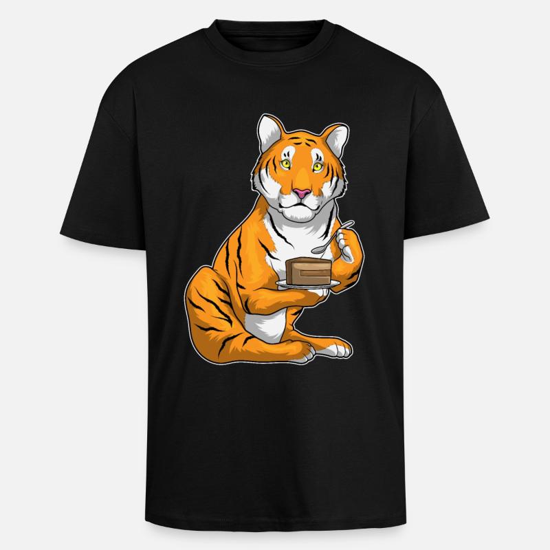 Tiger Cake - Unisex Oversized Heavyweight T-shirt - black