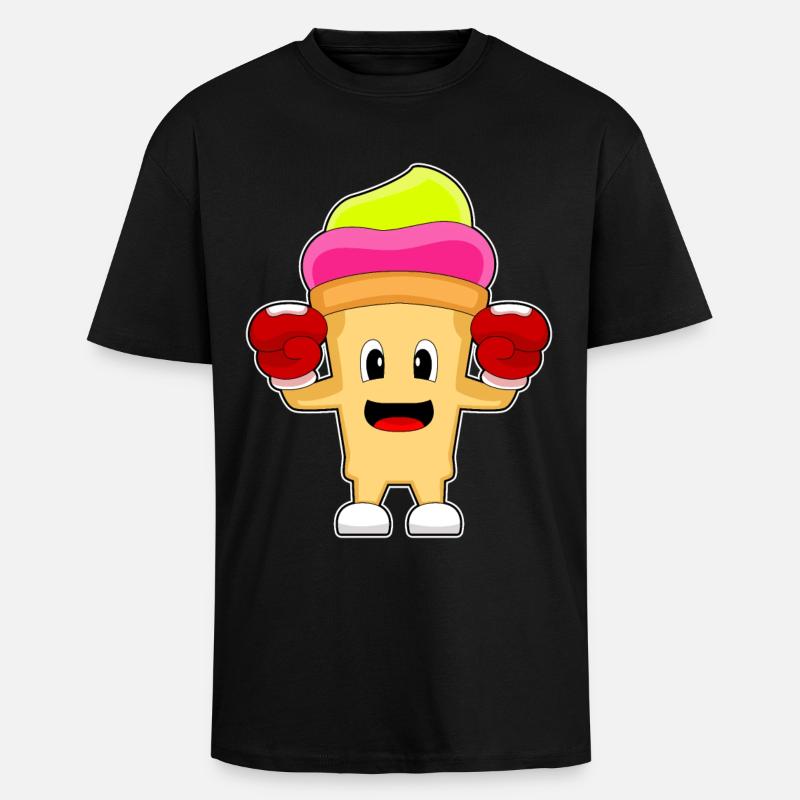 Eiscreme Boxer Boxhandschuhe Boxen - Oversized Heavyweight Unisex T-Shirt - Schwarz