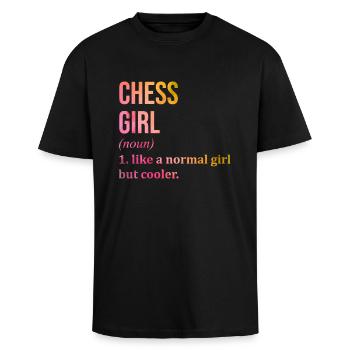Chess - Unisex Oversized Heavyweight T-shirt - black - Front - Alina (178cm) & Michal (187cm)