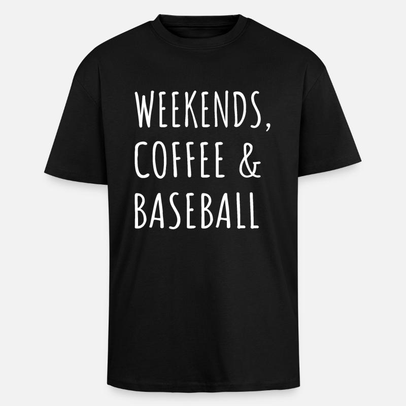 Week-ends, café et baseball I - T-shirt unisexe oversize épais - noir
