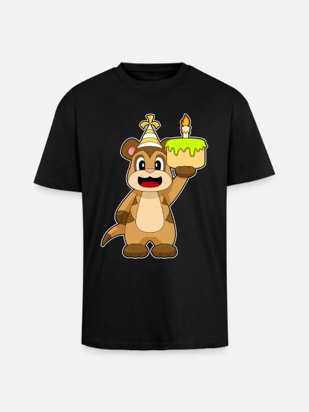 Gâteau d’anniversaire de suricate - T-shirt unisexe oversize épais - noir