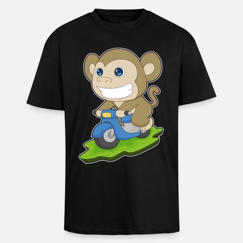 Affe Motorroller - Oversized Heavyweight Unisex T-Shirt - Schwarz