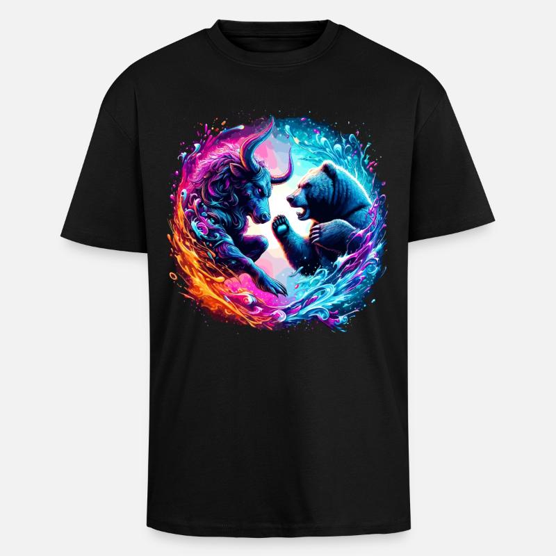 Bulle vs Bär Börsen Kampf - Oversized Heavyweight Unisex T-Shirt - Schwarz
