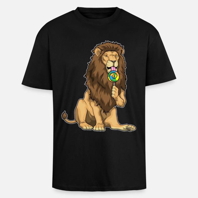 Löwe Lutscher - Oversized Heavyweight Unisex T-Shirt - Schwarz