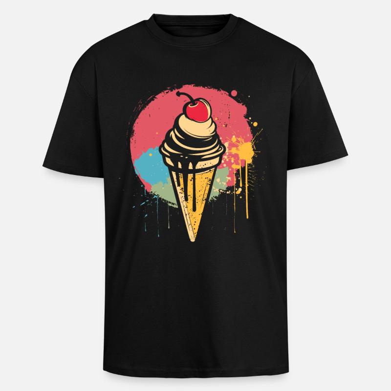 Ice cream cone graffiti - Unisex Oversized Heavyweight T-shirt - black
