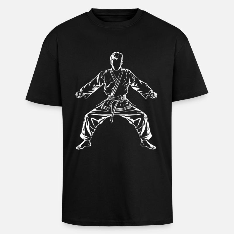 Karate Junge Zeichnung - Oversized Heavyweight Unisex T-Shirt - Schwarz