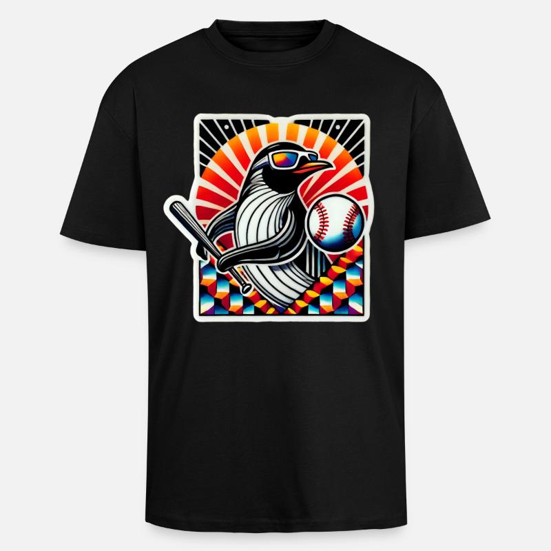 Pinguin Baseball - Oversized Heavyweight Unisex T-Shirt - Schwarz
