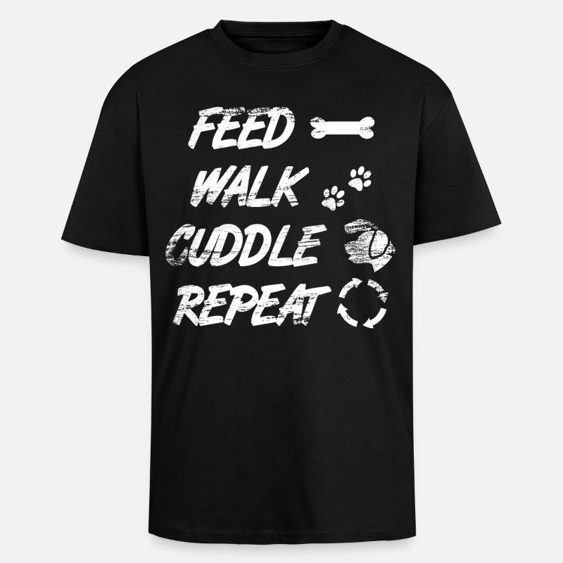 Feed Walk Cuddle Repeat - Unisex Oversized Heavyweight T-shirt - black