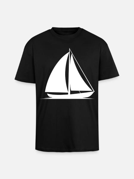 Sailboat Line Art - Unisex Oversized Heavyweight T-shirt - black