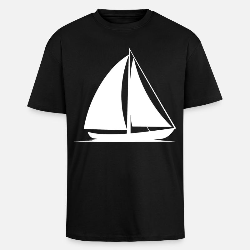 Segelboot Line Art - Oversized Heavyweight Unisex T-Shirt - Schwarz