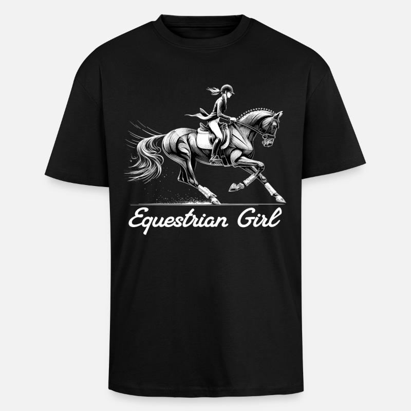 Reiterin Pferd Mädchen Pferdemädchen Geschenk - Oversized Heavyweight Unisex T-Shirt - Schwarz