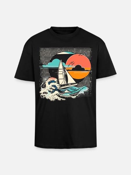 Sailing Cartoon - Unisex Oversized Heavyweight T-shirt - black