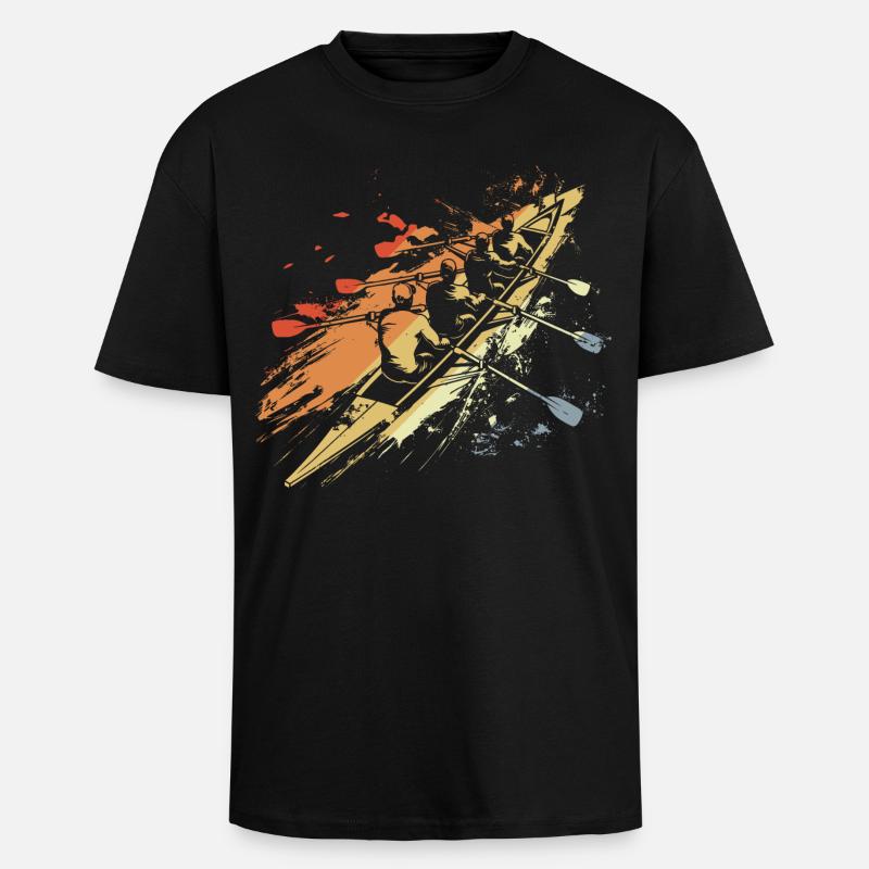 Retro Ruderteam Grafik - Oversized Heavyweight Unisex T-Shirt - Schwarz
