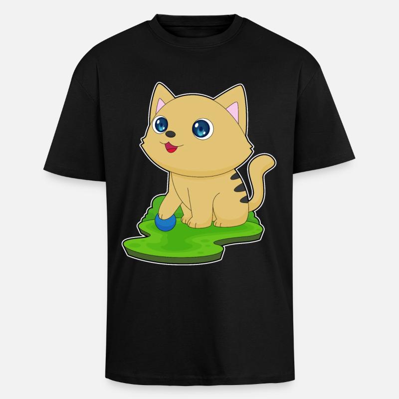 Jeu de chat - T-shirt unisexe oversize épais - noir